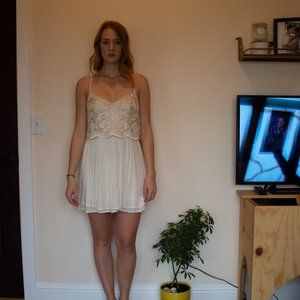 Embroidered Cream 20's Style Dress